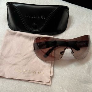 BVLGARI Shield Brown Sunglasses with Swarovski Crystals